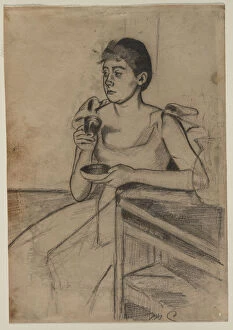 After-Dinner Coffee (recto), c.1889 (graphite on paper)