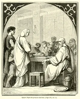 Agapes, Repas des premiers chretiens (engraving) Agapes, Repas des premiers chretiens (engraving)