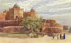 Agra Fort, outside the Delhi Gate (colour litho) Agra Fort, outside the Delhi Gate (colour litho)