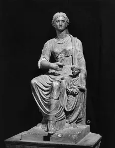 Agrippina the Younger (15-59 AD) with her son Nero (37-68 AD) (marble) (b/w photo) Agrippina the Younger (15-59 AD) with her son Nero (37-68 AD) (marble) (b/w photo)