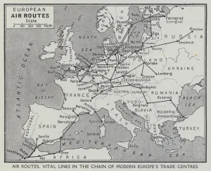 Air routes, Vital links in the chain of modern Europe's trade centres (litho) Air routes, Vital links in the chain of modern Europe's trade centres (litho)