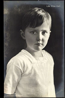 Images Dated 4th August 2012: Ak Lille Prins Carl, Little Prince Charles of Sweden, Portrait (b / w photo)