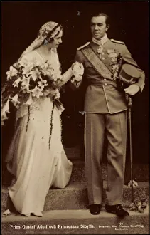 Ak picture of Prince Gustag Adolf and Princess Sibylla after the wedding ceremony Ak picture of Prince Gustag Adolf and Princess Sibylla after the wedding ceremony