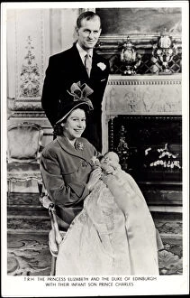 Ak T.R.H. The Princess Elizabeth, Duke of Edinburgh, Infant Son Prince Charles
