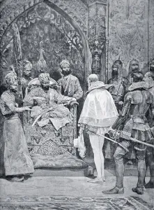 Akbar the Great receives Queen Elizabeth's Ambassador in 1599 (litho) Akbar the Great receives Queen Elizabeth's Ambassador in 1599 (litho)