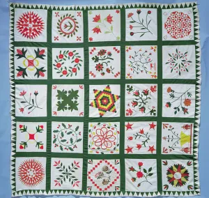 Album quilt with season flowers, 1844 (cotton) Album quilt with season flowers, 1844 (cotton)
