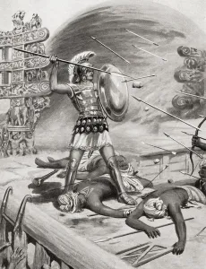 Alexander the Great fighting the Assacani at the fortified city of Massaga, India Alexander the Great fighting the Assacani at the fortified city of Massaga, India