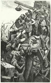 Alexander the Great laying siege to Tyre, 332 BC (engraving)