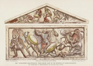 The 'Alexander Sarcophagus' from Sidon (colour litho)