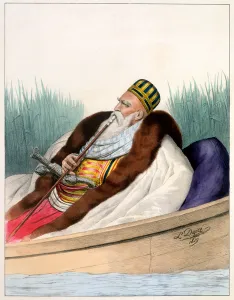 Ali Pacha de Janina in a Boat on Lake Butrinte in 1819 - Plate VII Ali Pacha de Janina in a Boat on Lake Butrinte in 1819 - Plate VII