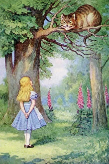 Alice and the Cheshire Cat, illustration from Alice in Wonderland by Lewis Carroll