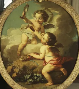 An Allegory of Love - Putti disporting in a Landscape, (oil on canvas) An Allegory of Love - Putti disporting in a Landscape, (oil on canvas)