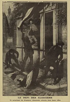 1914 1918 Wwi Ww One Gallery: Alsatians pulling down the flags of the occupying Germans in their town