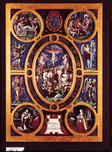 Altarpiece of Sainte-Chapelle, depicting the Crucifixion, enamelled by Leonard Limosin Altarpiece of Sainte-Chapelle, depicting the Crucifixion, enamelled by Leonard Limosin
