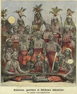 Related Images Collection: Amazons, warriors and witch doctors of Dahomey (coloured engraving)