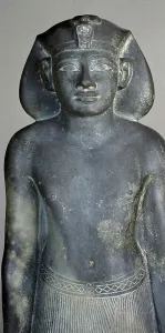 Amenhotep II, schist statue, reign of Amenhotep II, from Courtyard of Cachette Amenhotep II, schist statue, reign of Amenhotep II, from Courtyard of Cachette