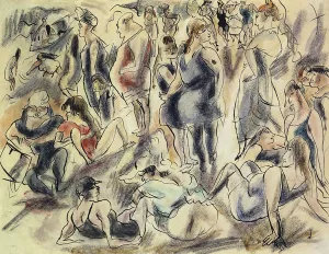 American Beach; Plage American, c.1917 (watercolour, black wax crayon, pencil American Beach; Plage American, c.1917 (watercolour, black wax crayon, pencil