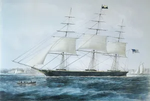American Clipper Ship Nightingale at New York, 1854 (colour litho) American Clipper Ship Nightingale at New York, 1854 (colour litho)