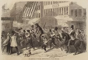 An American Editor (Mr Ambrose Kimball) riding the Rail (engraving)