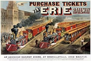 Railroad Gallery: The American Railway Scene at Hornellsville, Erie Railway (print, 1874)