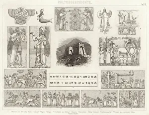Ancient Assyria. Illustration for Bilder-Atlas (engraving) Ancient Assyria. Illustration for Bilder-Atlas (engraving)