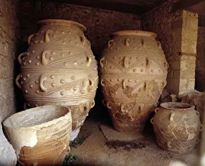 Ancient Greece: view of the store of the high jars (pithos), Palace of Cnossos (Knossos) Ancient Greece: view of the store of the high jars (pithos), Palace of Cnossos (Knossos)