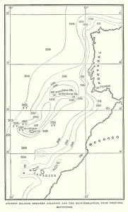 Ancient islands between Atlantis and the Mediterranean, from deep-sea soundings (engraving) Ancient islands between Atlantis and the Mediterranean, from deep-sea soundings (engraving)
