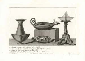 Ancient Roman lamps and candelabra. 1802 (engraving) Ancient Roman lamps and candelabra. 1802 (engraving)