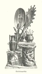 Ancient Roman tools for applying cosmetics (engraving) Ancient Roman tools for applying cosmetics (engraving)
