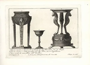 Ancient Roman tripods and cup. 1802 (engraving) Ancient Roman tripods and cup. 1802 (engraving)