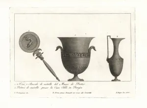 Ancient Roman vase, pitcher and patera. 1802 (engraving) Ancient Roman vase, pitcher and patera. 1802 (engraving)