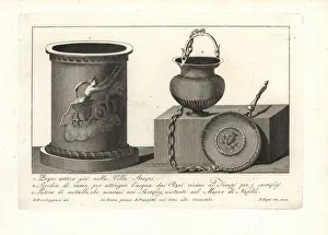 Ancient Roman well, copper bucket and patera. 1802 (engraving) Ancient Roman well, copper bucket and patera. 1802 (engraving)