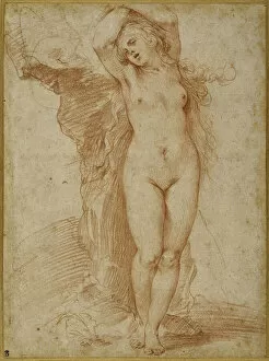 Henry John Sylvester Stannard Gallery: Andromeda chained to the rock, 1602 (red chalk on cream paper)