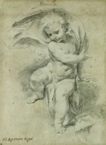 An Angel, (black and white chalk on light brown paper) An Angel, (black and white chalk on light brown paper)