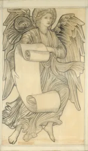 Angel with Scroll - figure number seven, 1880 (chalk on paper) Angel with Scroll - figure number seven, 1880 (chalk on paper)