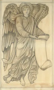 Angel with Scroll - figure number six, 1880 (chalk on paper) Angel with Scroll - figure number six, 1880 (chalk on paper)