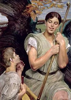 Images Dated 1st September 2006: Angel and Shepherd Boy, 1911 (oil on panel)