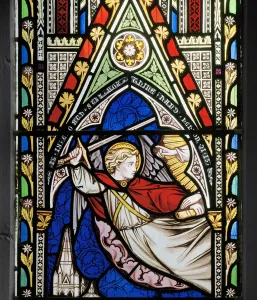 The Angel staying the sword at the Threshing Floor of Araunah, 1856 (stained glass) The Angel staying the sword at the Threshing Floor of Araunah, 1856 (stained glass)