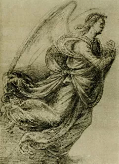 St Bernard Gallery: Angel study (Chalk drawing on brownish paper, heightened with white)