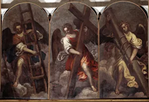 Angels holding the tools of the passion (Painting, 16th-17th century) Angels holding the tools of the passion (Painting, 16th-17th century)