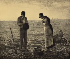 The Angelus, 19th century (etching) The Angelus, 19th century (etching)