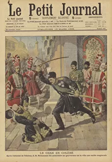 The anger of the Shah of Persia (colour litho)