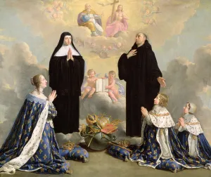 Anne of Austria (1601-66) and her Children at Prayer with St. Benedict and St. Scholastica