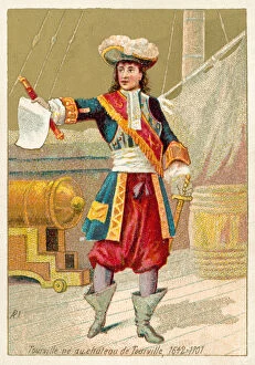Anne Hilarion de Tourville, French naval commander (chromolitho)