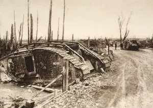 Annihilated English tank squadron at the Somme (b/w photo) Annihilated English tank squadron at the Somme (b/w photo)