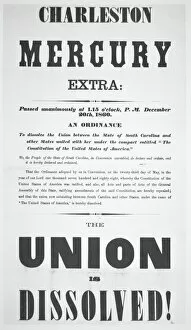 South Carolina Gallery: Announcement of South Carolinas Secession from the Union on 20th December 1860