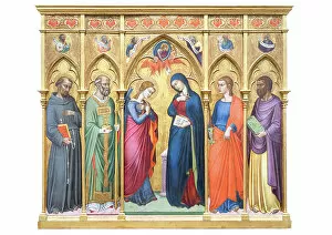 Biblical Events Gallery: Annunciation with saints and prophets, 1370-80, (tempera on wood)