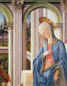 The Annunciation, detail of the Virgin Mary (oil on panel) (detail of 244961) The Annunciation, detail of the Virgin Mary (oil on panel) (detail of 244961)
