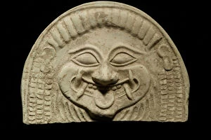 Grimace Gallery: Antefix of a Gorgons head, from Tarento, c.6th century BC (terracotta)
