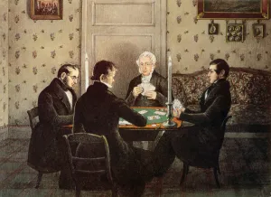 Anthony playing cards with his friends, 19th century Anthony playing cards with his friends, 19th century